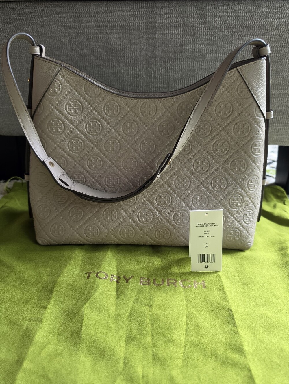 Tory Burch T Monogram Pebbled Medium  Shoulder Bag Fresh Clay